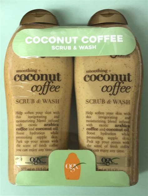 2 New Large 195 Ounce Each Ogx Smoothing Coconut Coffee Scrub And Wash