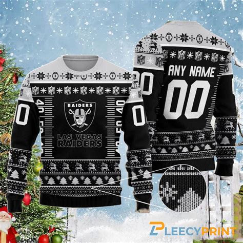 1 Xmas Sweater 2024 Personalized Raiders Ugly Sweater Nfl Logo Las