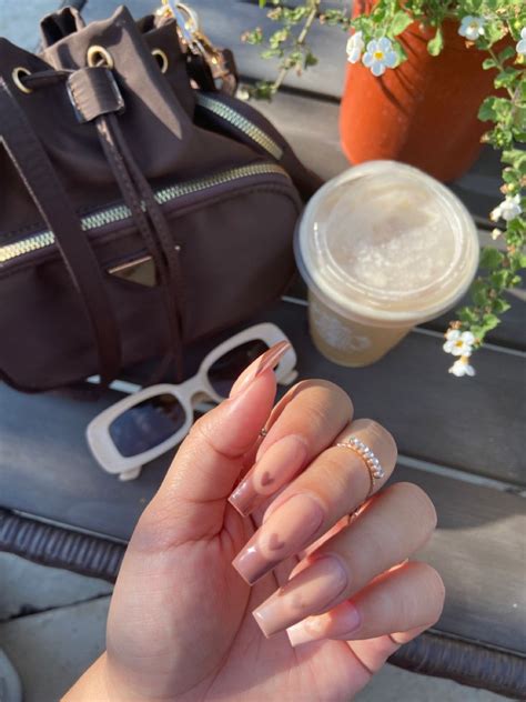 Nude Nail Inspo French Tip Acrylic Nails Brown Nails
