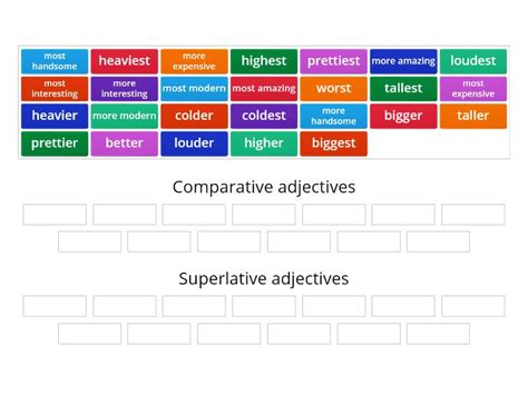 Comparative And Superlative Adjectives Ordenar Por Grupo