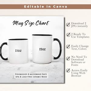 White Mug Size Chart Coffee Mug Mockup Boho Style 110z And 15oz Mug