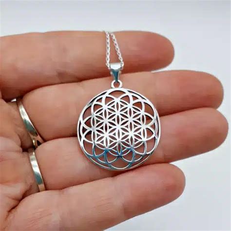 Silver Flower Of Life Pendant Geometryc