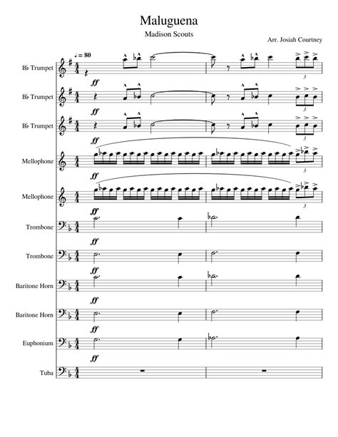 Maluguena For Brass Ensemble With Trombones Sheet Music For Trombone