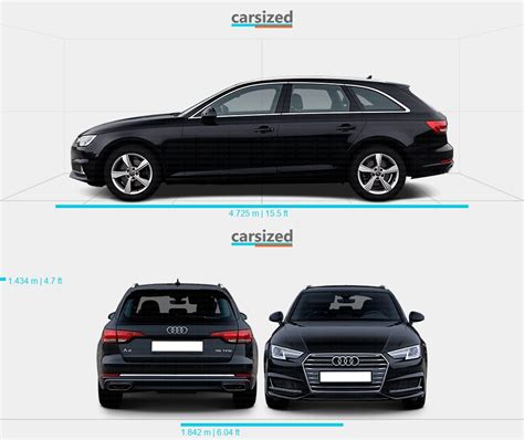 Audi A4 2015 2018 Dimensions Side View