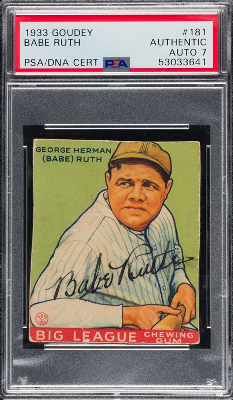 Signed 1933 R319 Goudey 181 Babe Ruth PSA DNA NM 7 Newly Discovered