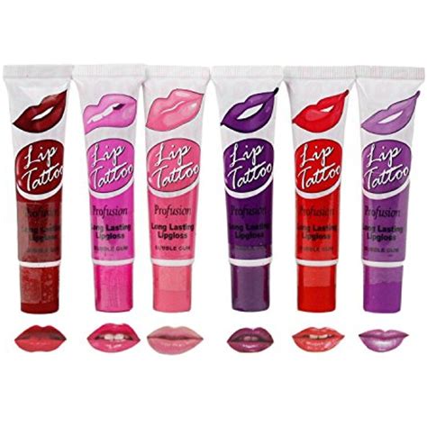 Profusion Lip Tattoo Long Lasting Lip Gloss 6 Colors Set Peel Off