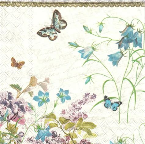 Lot De Serviettes En Papier Fleurs Papillon Decoupage Collage