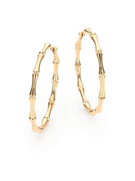 Gucci Bamboo 18k Yellow Gold Hoop Earrings 1 5 In Metallic Lyst