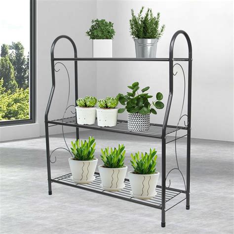 Miumaeov 3 Tier Flower Pot Plant Stand Garden Metal Corner Shelves