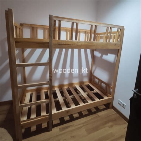 Jual Dipan Tingkat Kayu Mahoni Bunk Bed Ranjang Tingkat Kasur