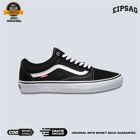 Jual Vans Old Skool Pro Black White Resmi Original Shopee Indonesia