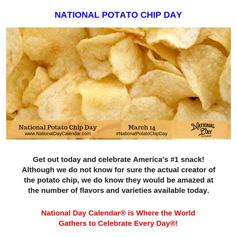 NATIONAL POTATO CHIP DAY - March 14 | National potato chip day, Potato ...