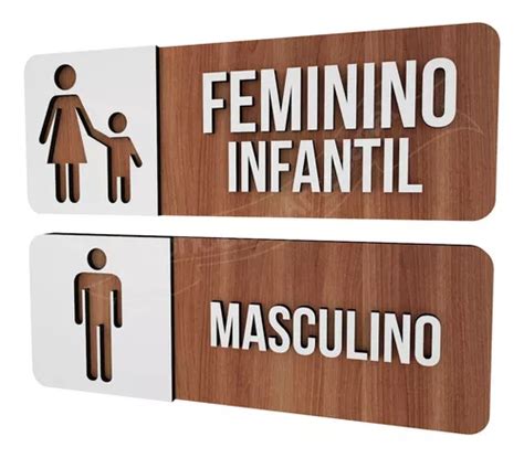 Placa Indicativa Sinaliza O Banheiro Masc Fem Infantil R Em