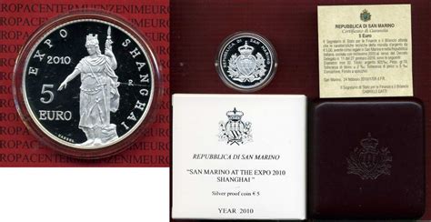 San Marino Euro Silberm Nze Expo Shanghai Proof With Original