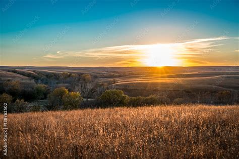 Sunset in the Flint Hills Kansas Stock Photo | Adobe Stock