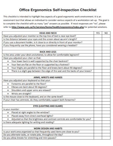 Self Inspection Checklist Examples Format Pdf