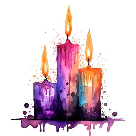 Premium Ai Image Watercolor Candles Illustration