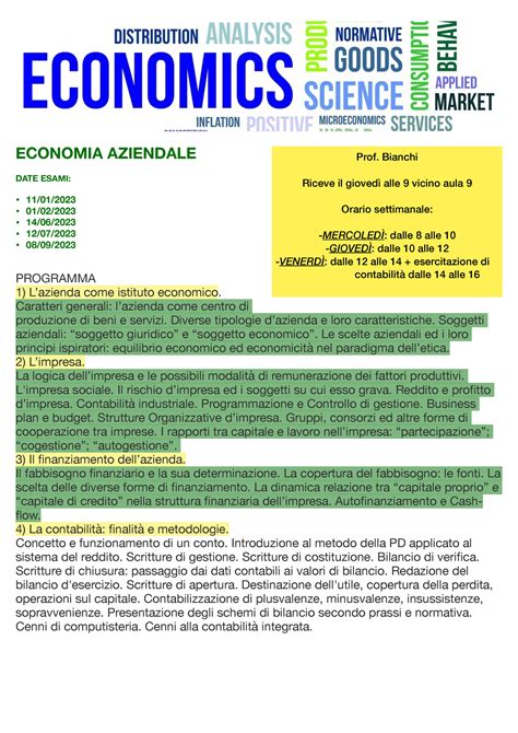 Economia Aziendale Pdf Economia Aziendale Date Esami