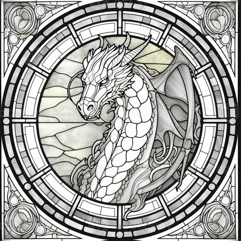 Stained Glass Dragon Coloring Pages 26910288 Stock Photo At Vecteezy