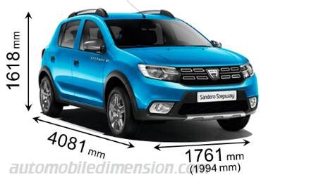 Dimensions of Dacia cars showing length, width and height