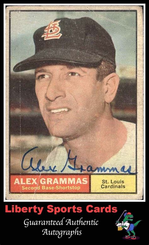 Topps Alex Grammas Authentic Autographed Card St Louis