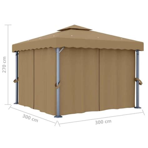 Zerodis Tonnelle Avec Rideau 3x3 M Taupe Aluminium HB042 Cdiscount Jardin