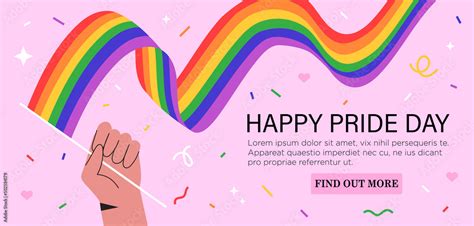 Hand Hold Rainbow Lgbt Flag And Celebrate Pride Month Week Or Day Vector Flat Illustration