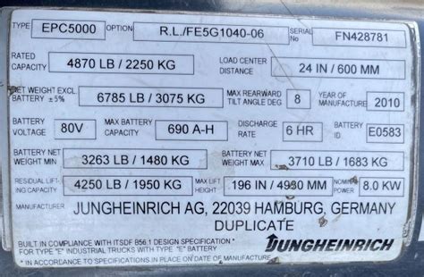 2011 Caterpillar EPC5000 Electric Forklift w/ Charger (950824)