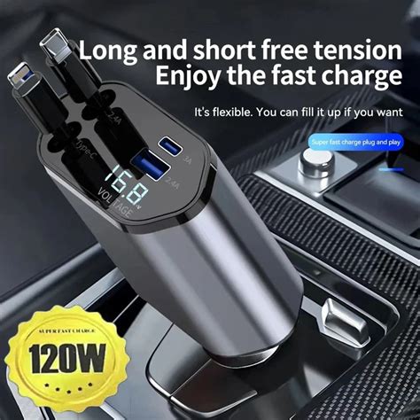 Chargeur De Voiture R Tractable En W C Ble Usb Type C Charge