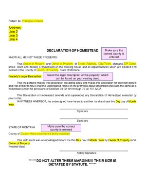 Fillable Online Dphhs Mt Declaration Of Homestead Instructions