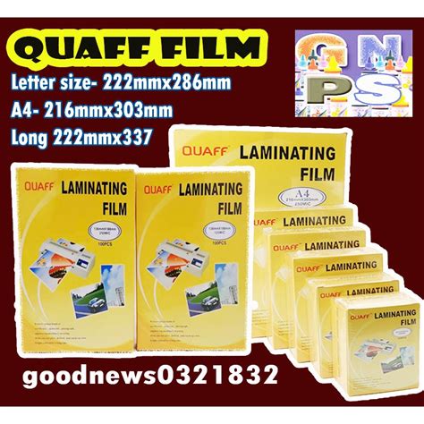 Quaff Laminating Film A4 Short Long 3r 4r 5r 100pcs Per Pack Shopee