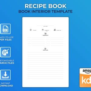 Kdp Interior Template Recipe Book Low Content Design Etsy