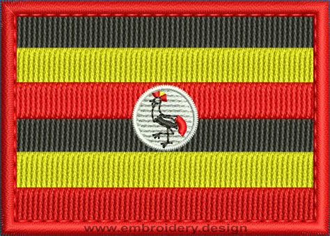 Design Embroidery Flag Of Uganda Rectangle With Colour Trim By Embroidery Design