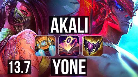 AKALI Vs YONE MID 17 1 4 65 Winrate Legendary KR Master 13 7