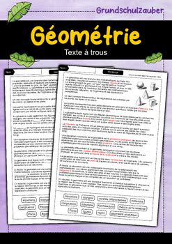 Géométrie Texte à trous avec solution français by Grundschulzauber