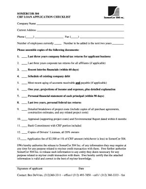 Fillable Online Crf App Checklistdoc Fax Email Print Pdffiller