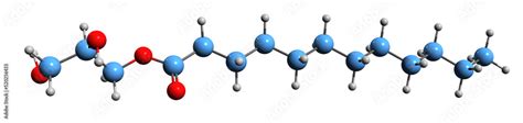 3d Image Of Glycerol Monolaurate Skeletal Formula Molecular Chemical Structure Of Surfactant