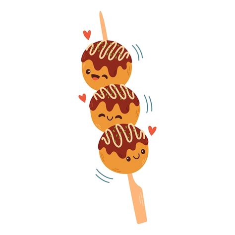 Premium Vector Takoyaki Vector Asian Food Cute Takoyaki On White