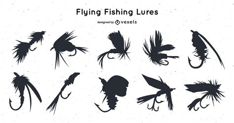 Flying Fishing Lure Silhouette Pack Vector Download