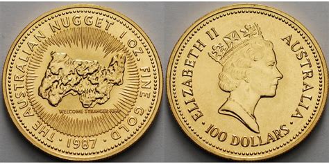 Australien 1 Oz 31 1g Fein 1987 100 Dollar Nugget Inschrift