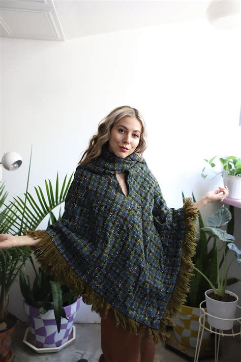 Vintage 1960s Plaid Poncho Gem