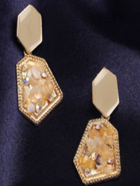 Buy Unwind By Yellow Chimes Gold Toned Crystal Studded Drop Earrings