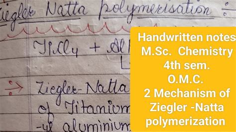 Ziegler Natta Polymerization ~cossee Arlman And Proposed Carbene