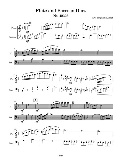 Flute And Bassoon Duet No 42323 By Eric Bingham Kumpf Sheet Music For Instrumental Duet At