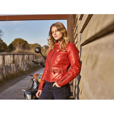 Blouson Segura Lady Curve Rouge Cuir Moto Vintage Femme