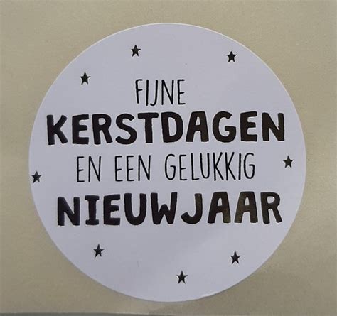 Wensetiket Fijne Kerstdagen En Een Gelukkig Nieuwjaar Cadeausticker