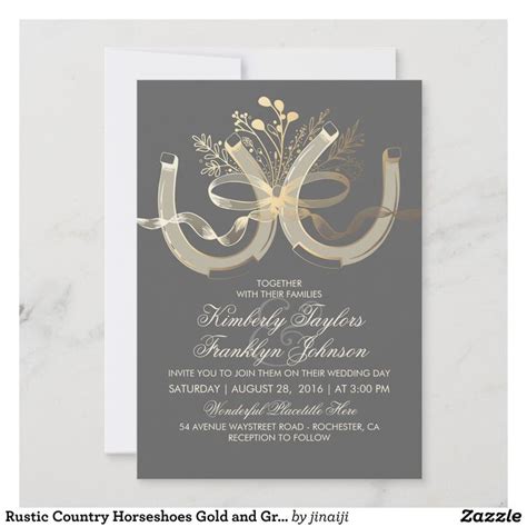 Invitaci N R Stico Pa S Herradura Oro Y Boda Gris Zazzle Rustic