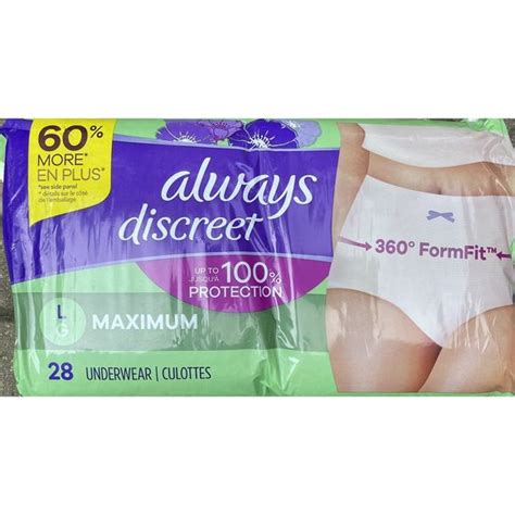 Always Discreet Other Always Discreet Incontinence Underwear For Women Maximum Absorb Large