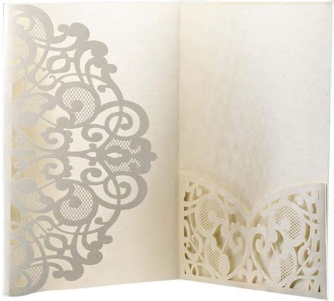 Hosmsua X Laser Cut Lace Flora Wedding Invitation Cards With Ribbon