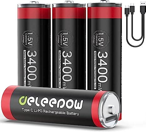 Amazon Deleepow USB Rechargeable AA Batteries 4 Pack USB C